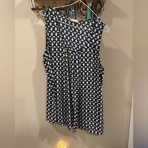 Pleione Blue and White Patterned Blouse